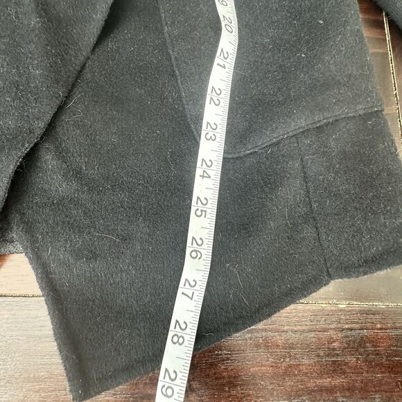 BCBGMAXAZRIA Double Faced Wool & Lamb Leather  Sleeves Open Front Black Coat XXS - Picture 7 of 8